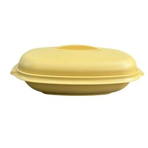 Vintage Harvest Gold Tupperware Oval Dish W/ Lid NO steamer tray